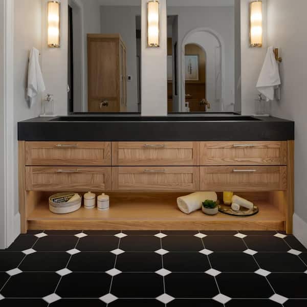Monocolor Octagon Nero 12 in. x 12 in. Ceramic Floor and Wall Tile (10.1 sq. ft. /Case)