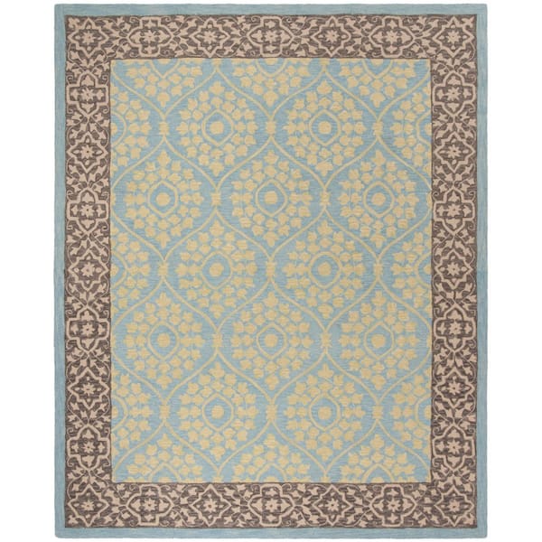 Suzani 8 ft. x 10 ft. Chocolate/Yellow Trellis Ornate Border Area Rug