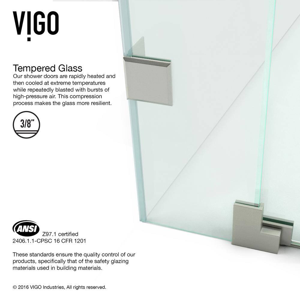 Pirouette 60" Frameless Shower Door with Clear Glass and Nickel Hardware