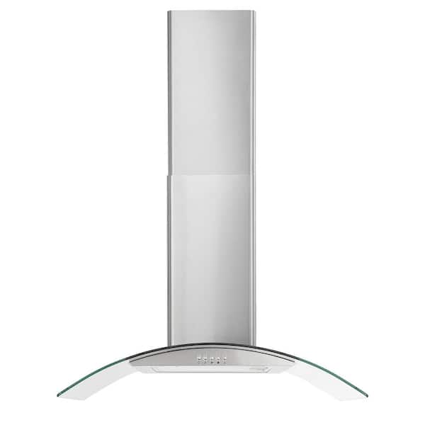 Flynama 30 in. Convertible Ducted Wall Mounted Range Hood in Stainless Steel with Glass