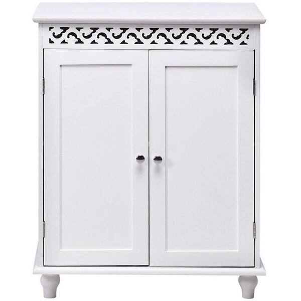 Boyel Living 24 in. White Wood Storage Cabinet with Doors and Shelves ...