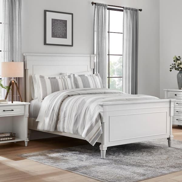 Home Decorators Collection Arden 3-Piece White and Gray Textured Stripe  Full/Queen Comforter Set NHTEL-19035 - The Home Depot