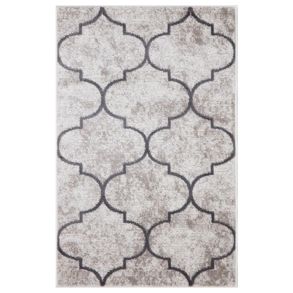 Concord Global Trading Jefferson Collection Morocco Trellis Ivory 3 ft. x 4 ft. Area Rug