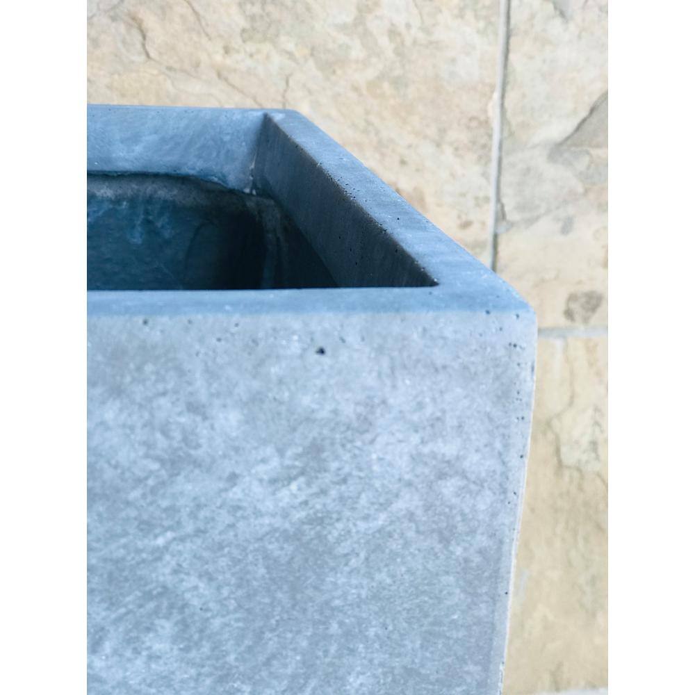 Set of 3 Slate Gray Lightweight Concrete Square Planters