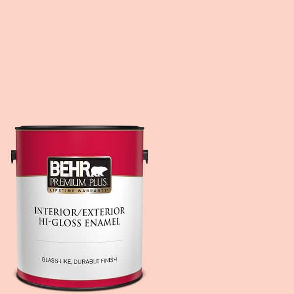 BEHR PREMIUM PLUS 1 gal. #200A-2 Coral Cream Hi-Gloss Enamel Interior/Exterior Paint