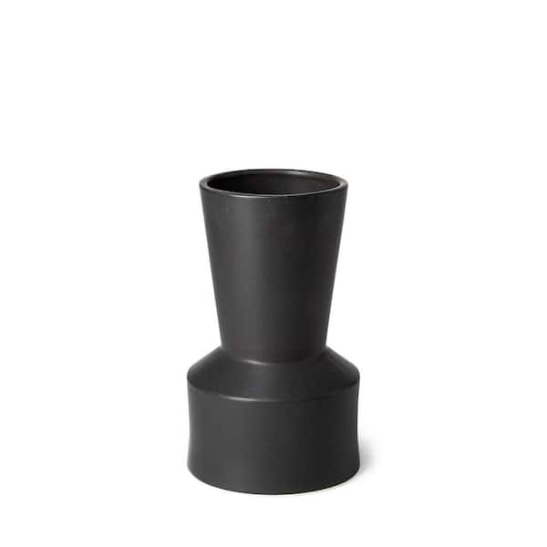 HomeRoots 9 in. Black Ceramic Cylinder Decorative Vase