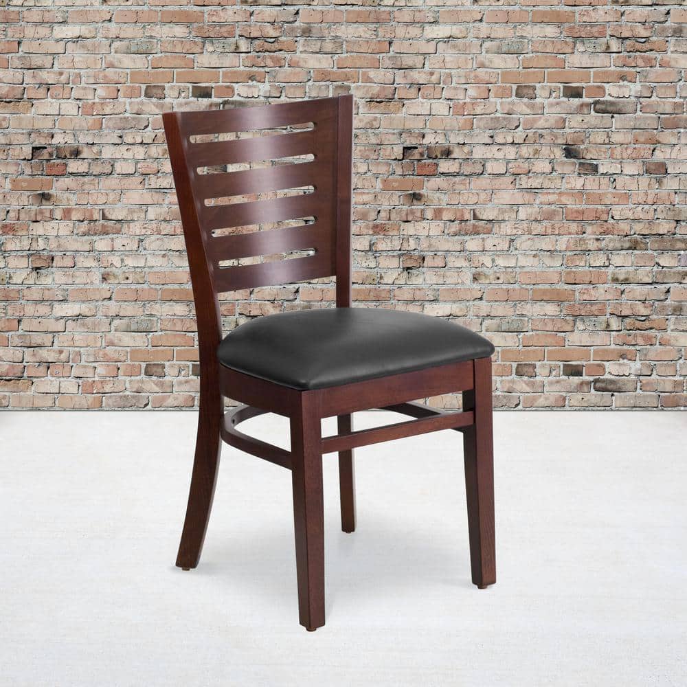 Black and Brown Wood Slat Back Side Chair