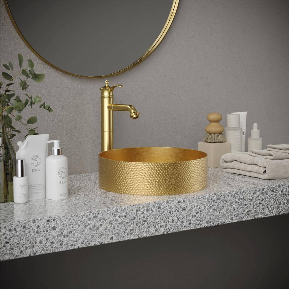 Brushed Gold Single-Handle Stainless Steel Vessel Sink Faucet