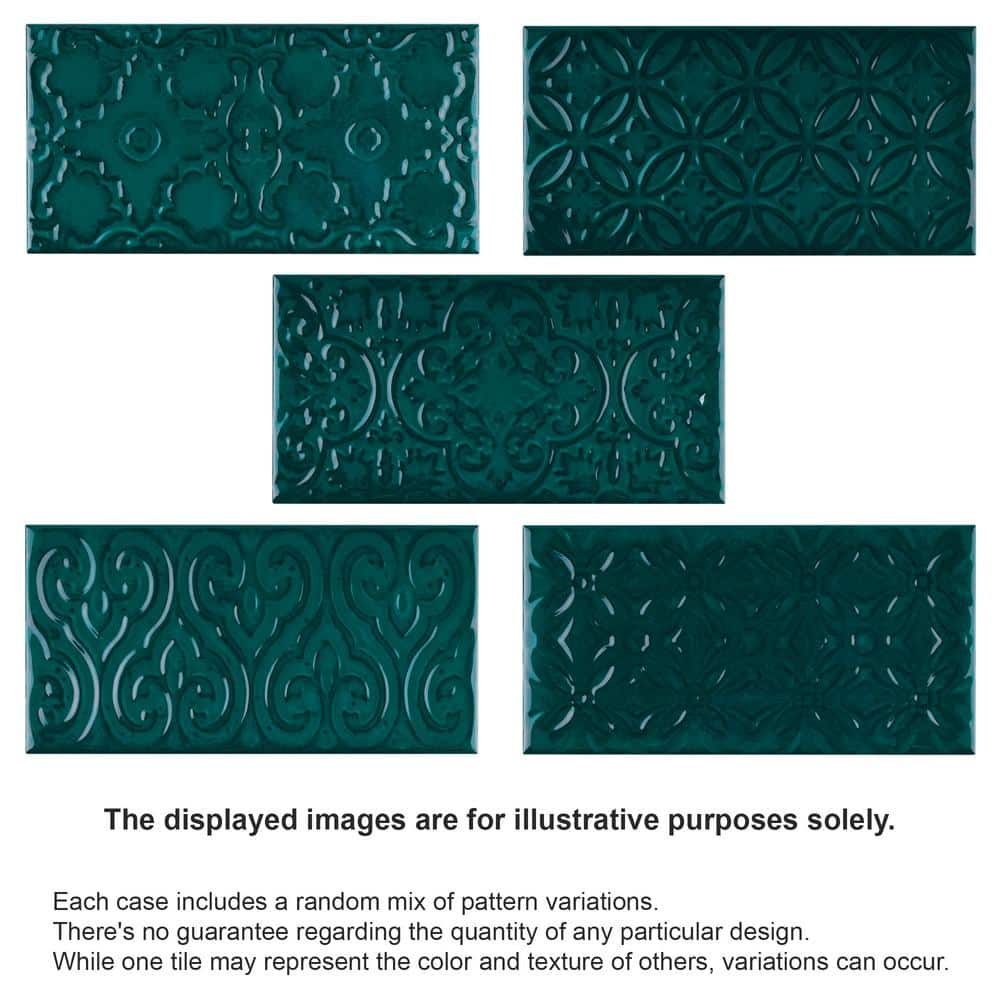 Zafiro Green Polished Ceramic Subway Wall Tile 5x10