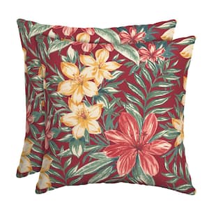 16 x 16 Ruby Clarissa Square Outdoor Throw Pillow (2-Pack)