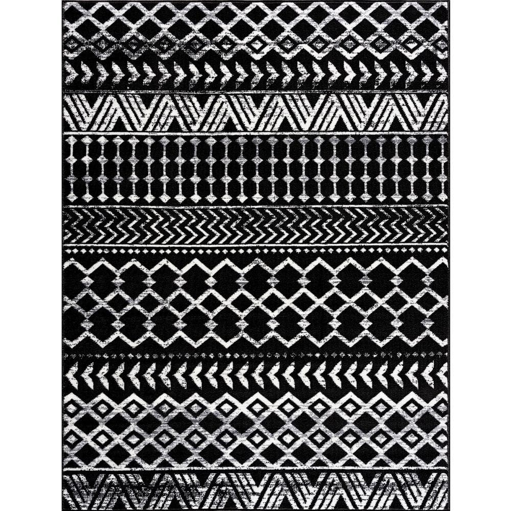 Black Grey Outdoor Rug Modern Ethnic pattern – Modern Rugs and Decor