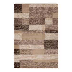 Bernadette Beige 5 ft. x 8 ft. Loomed Abstract Polypropylene Rectangle Area Rug