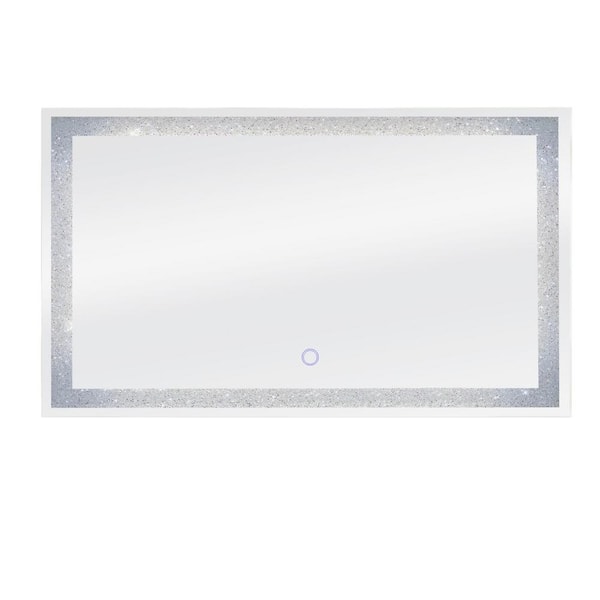 Edison 35 in. W x 60 in. H Frameless Rectangular LED Light Bathroom Vanity Mirror in Crystal