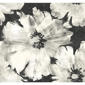 Curie Floral Metallic Ebony and Off-White Paper Strippable Roll (Covers 60.75 sq. ft.)