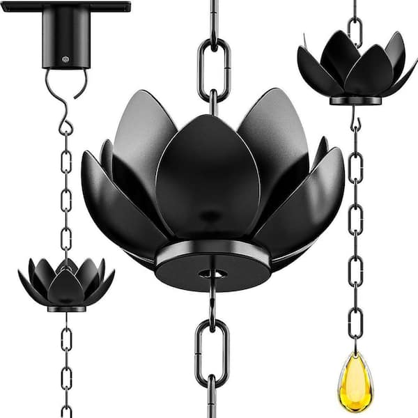 8.5 ft. Rain Chain for Gutters Outside, 12-Cups Heavy-Duty Metal Rain Catcher