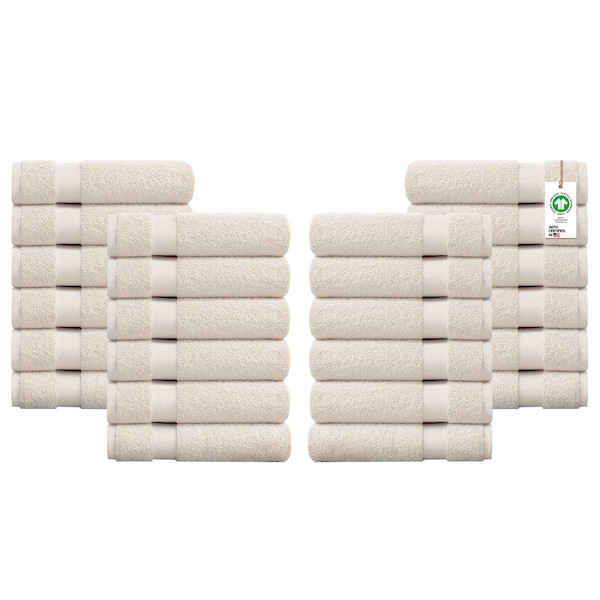 Delara 100% Organic Cotton Towels 650 GSM Plush Quick Dry GOTS Certified,  Oeko-Tex Green Certified (Bath Towel Pack of 4, Ivory)