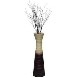 Bamboo Floor Vase Hourglass Design for Dining Living Room Entryway Decor Fill It with Branches or Flowers Purple