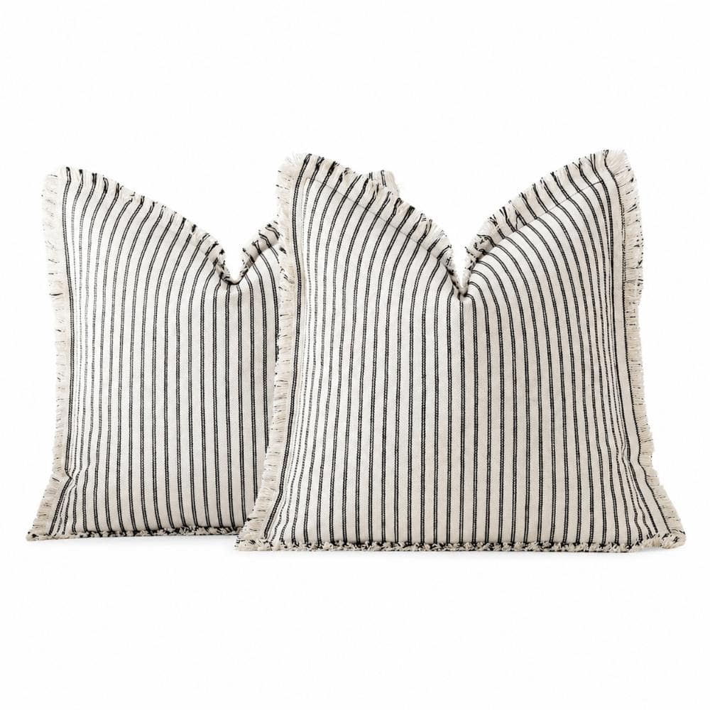 2-Pack 18 in. x 18 in. Black Farmhouse Striped Stripe Outdoor Throw Pillow Covers, Decorative Cushion Cases price history on PriceWatchPro