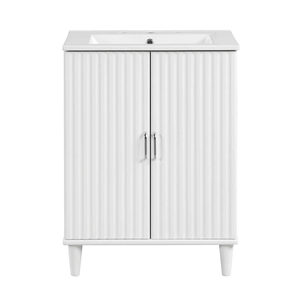 24 in. W x 18.3 in. D x 33.3 in. H Single Sink Freestanding Bathroom Vanity