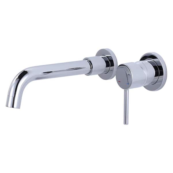 WOWOW Single Handle Wall Mounted Bathroom Faucet in Polished Chrome