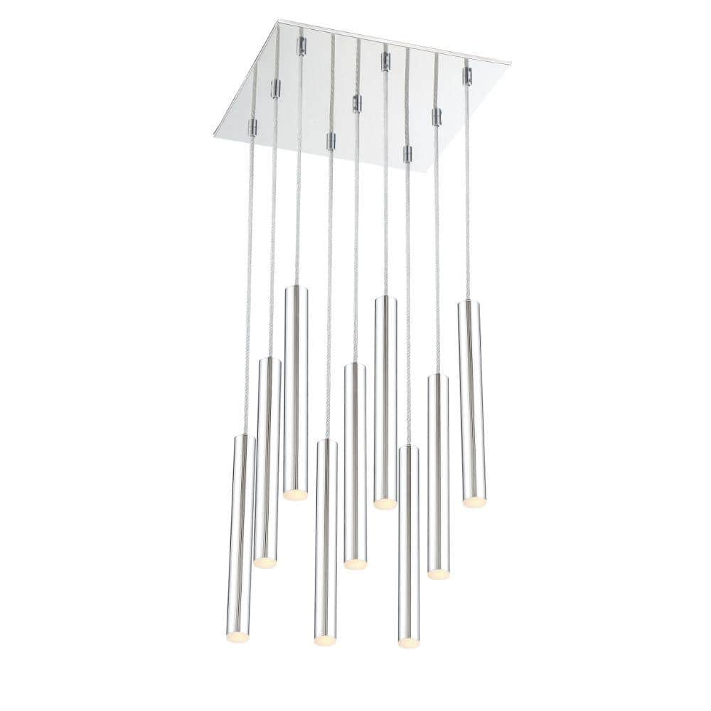 Forest 5-Watt 9-Light Integrated LED Chrome Shaded Chandelier with Chrome S