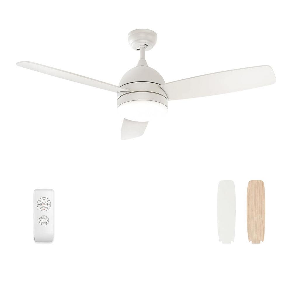 48 in. Indoor White Ceiling Fan with Lights Remote Control Silent Motor, 3-