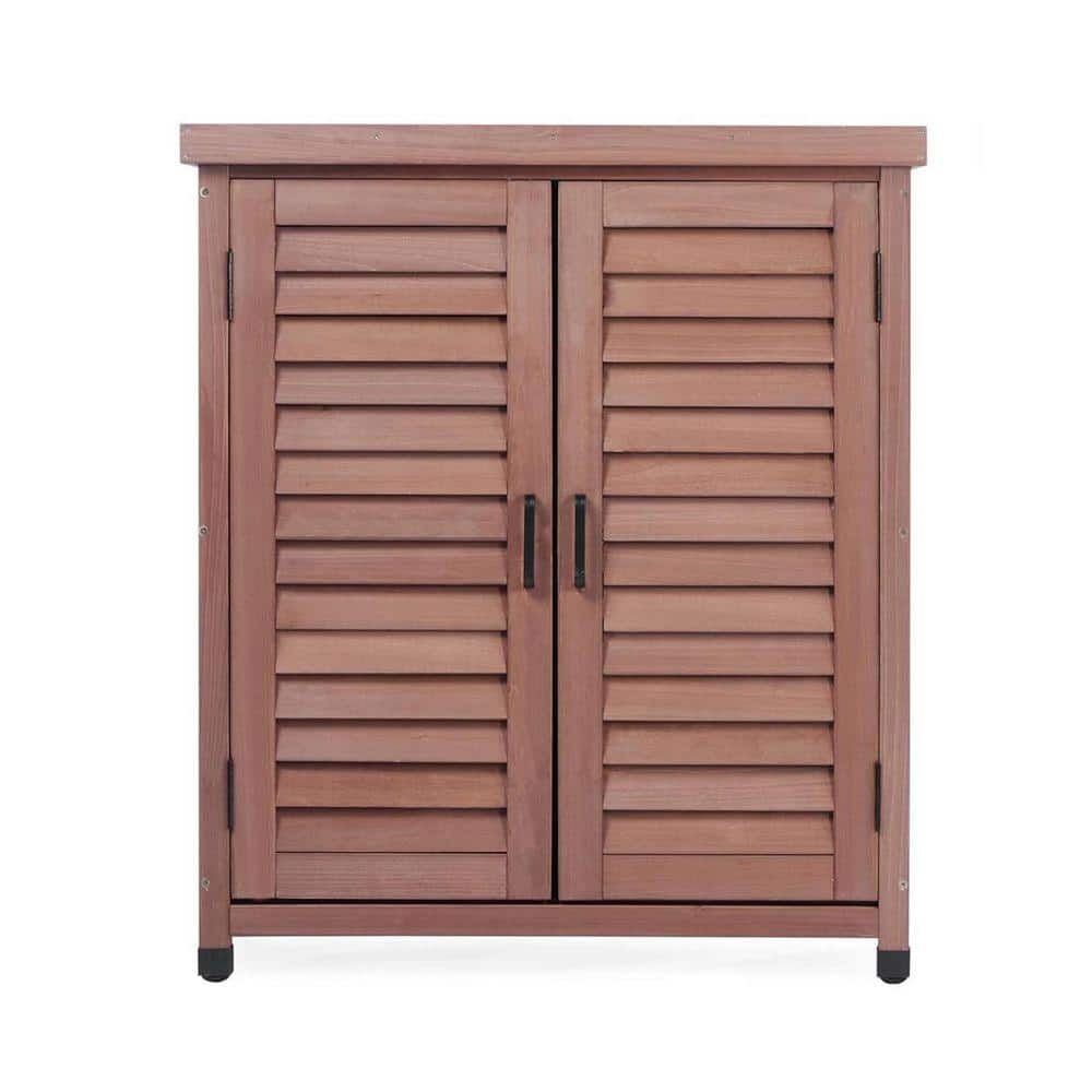 Outdoor Potting Bench with Storage and Metal Top, Wooden Workstation for Patio/Garden (Dark Brown, 31 x 17 x 36 in.) price history on PriceWatchPro