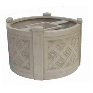 18 in. Dia x 12 in. H Light Aged White Cast Stone Fiberglass Mailbox Barrel