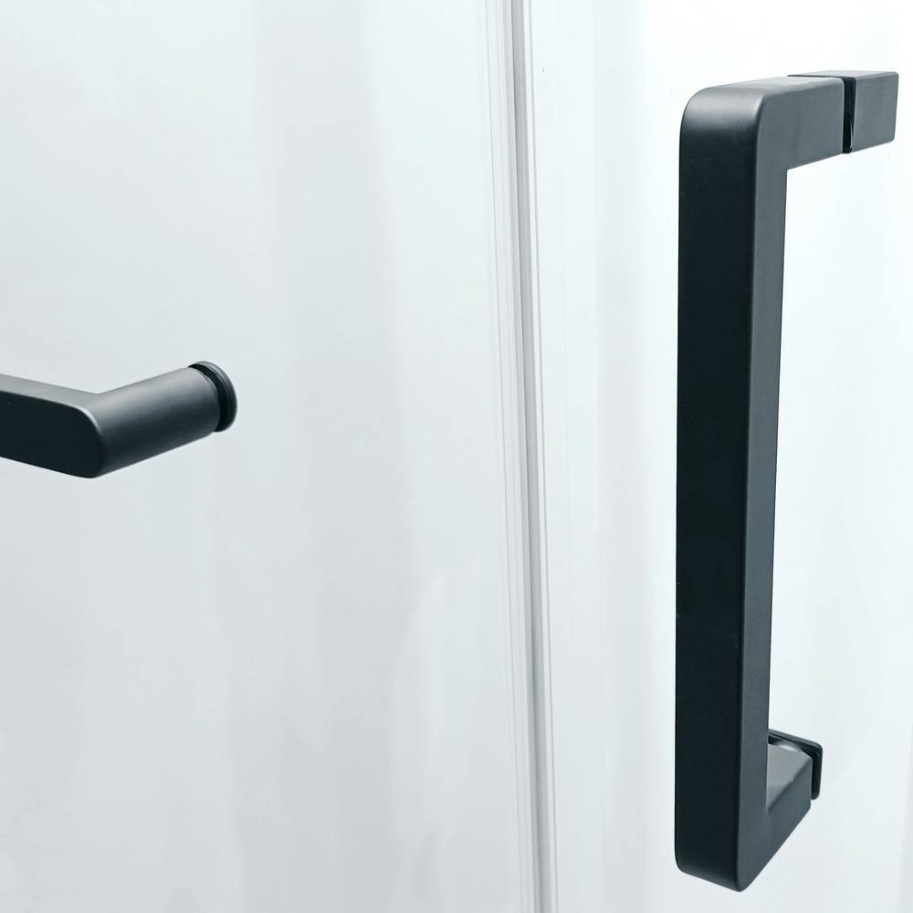 Matte Black Semi-Frameless Sliding Shower Door with Tempered Glass