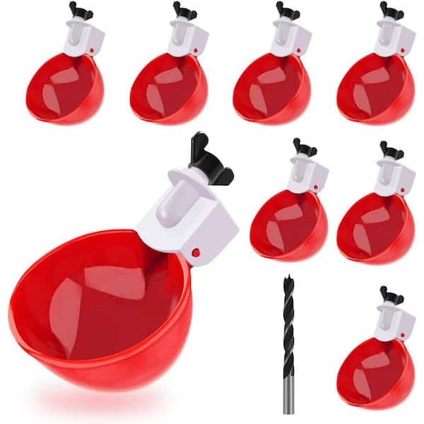 8 Pack Large Chicken Water Feeder Cups with Tee Fittings for Poultry Suitable for Ducks Chicks Geese Turkeys Bunnies