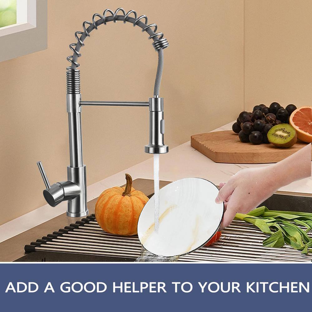 Brushed Nickel Single Handle Pull Down Kitchen Faucet