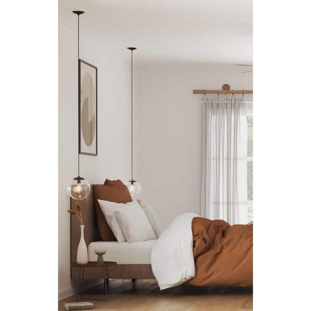 Atwell Matte Black Glass Globe Pendant Light