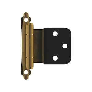Antique Brass 3/8in (10 mm) Inset Self-Closing, Face Mount Hinge (2-Pack)