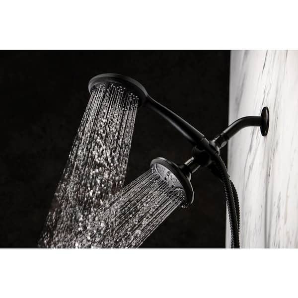 6 -Spray Patterns with 1.8 GPM 4.5 in. Wall Mount Dual Shower Heads in Matte Black
