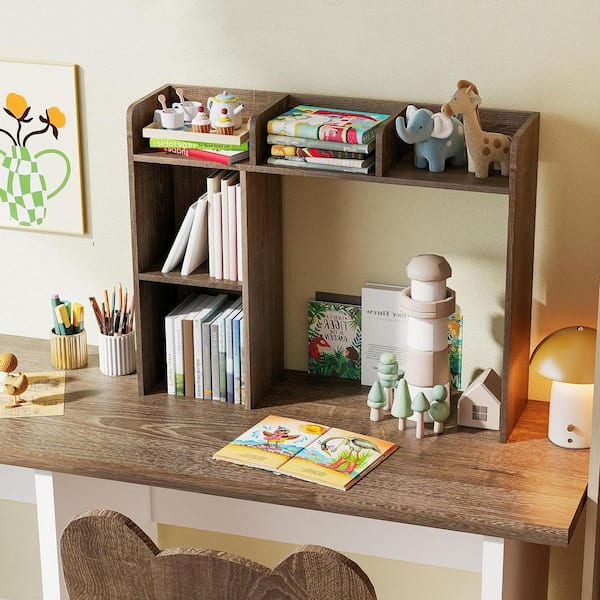 Grey 37 in. x 29 in. Wood Classic 3-Tier Desktop Hutch