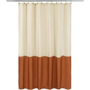 72 in. W x 72 in. L Waterproof Fabric Shower Curtain in Cream, Orange
