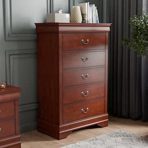 Burkhart Cherry 5-Drawer 31.5 in. Wide Chest of Drawers