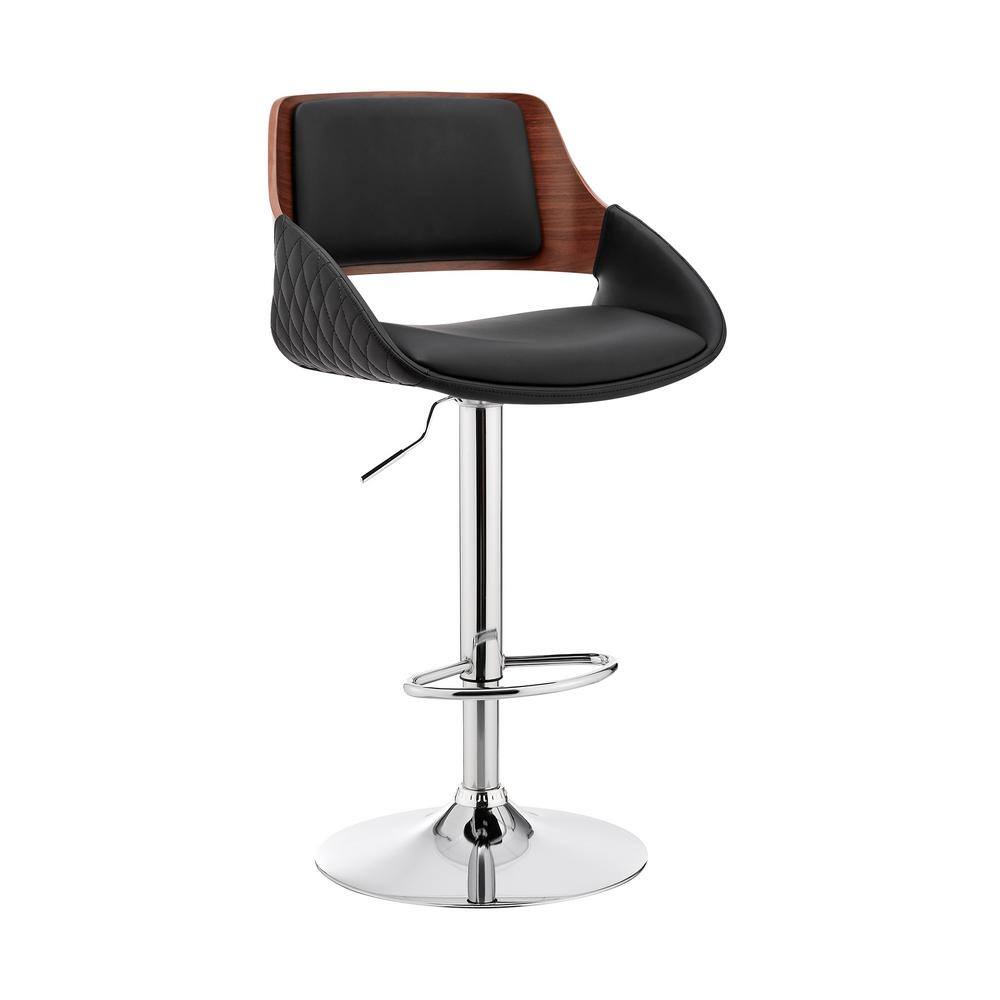 Colby Adjustable Black Faux Leather and Chrome Finish Swivel Bar Stool