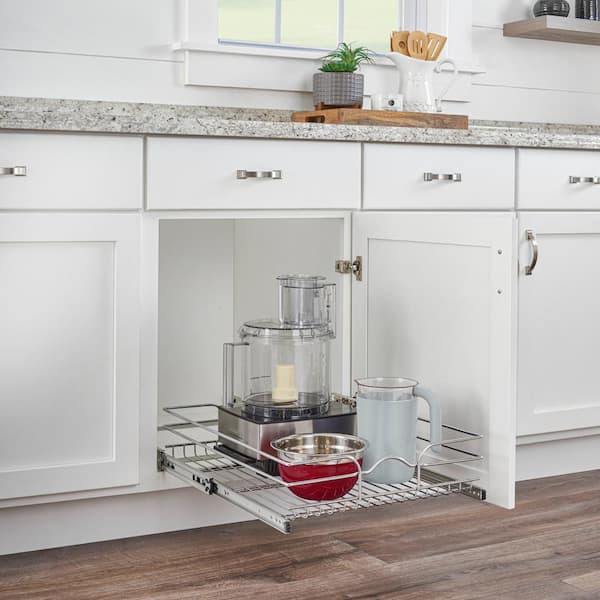 Silver Kitchen Cabinet Pull Out Shelf Organizer, 18 in. x 22 in.