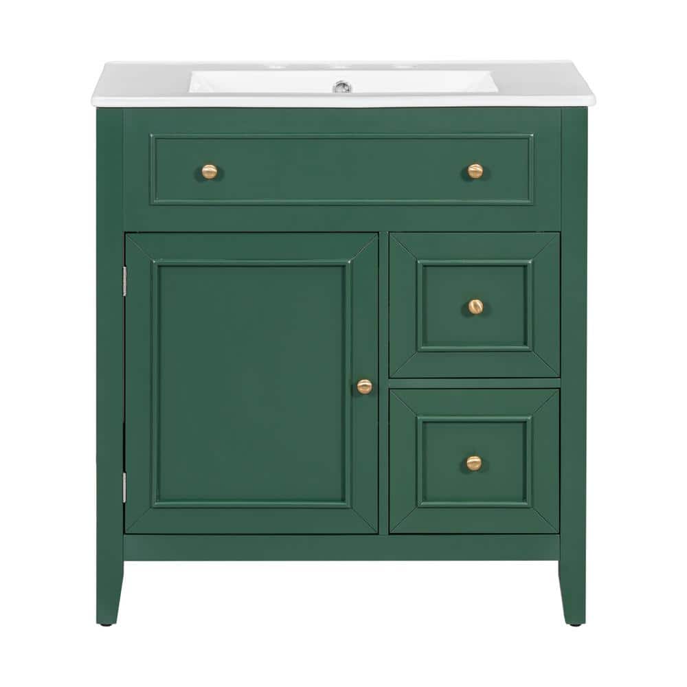 30 in. W x 18.3 in. D x 32.5 in. H Freestanding Bath Vanity in Green with W