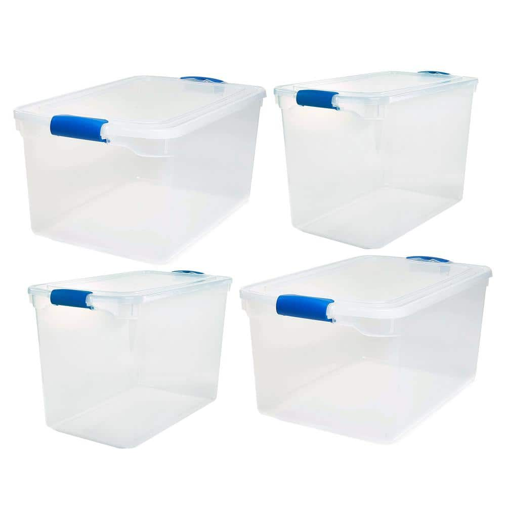 Homz 12 Gallon Clear & Black Flip Lid Storage Tote