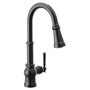 Paterson Single-Handle Smart Touchless Pull Down Sprayer Kitchen Faucet with Voice Control & Power Boost in Matte Black