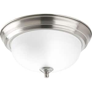 1-Light Brushed Nickel Flush Mount with Etched Glass