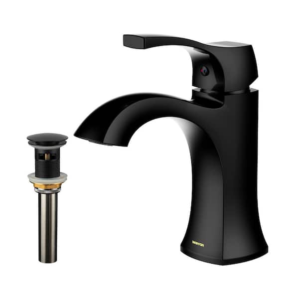 Karran Randburg Single Handle Single Hole Basin Bathroom Faucet with Matching Pop-up Drain in Matte Black