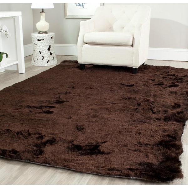 Paris Shag Chocolate 5 ft. x 7 ft. Solid Area Rug