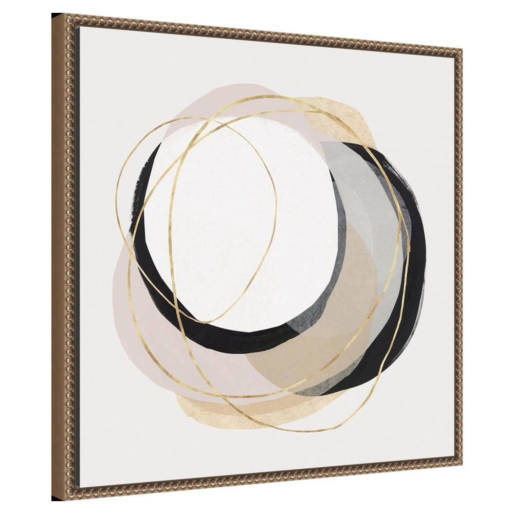 Ring of Gold I Abstract Canvas Art with Bronze Floater Frame
