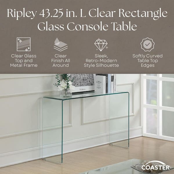 Ripley 43.25 in. L Clear Rectangle Glass Console Table