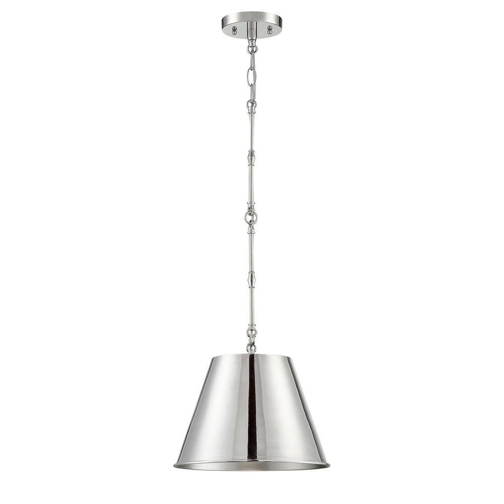 Alden Polished Nickel 1-Light Pendant with Chain