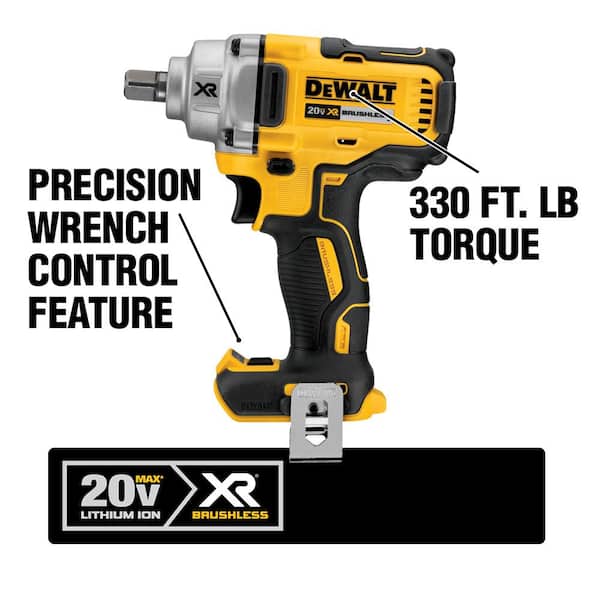vægt placere retort DEWALT 20V MAX XR Cordless Brushless 1/2 in. Mid-Range Impact Wrench with  Detent Pin Anvil (Tool Only) DCF894B - The Home Depot