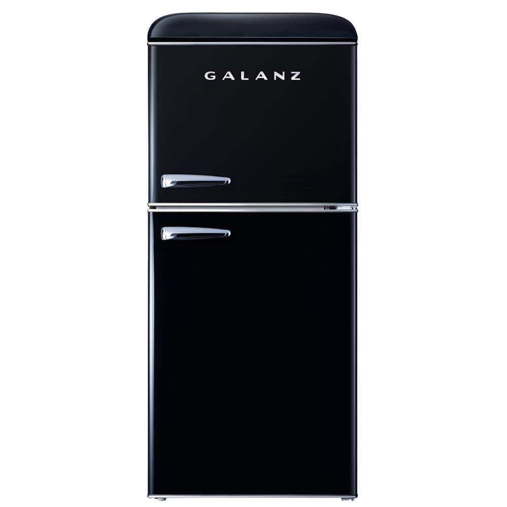 Galanz 4.0 cu. ft. Retro Mini Refrigerator with Dual Door True Freezer in Black